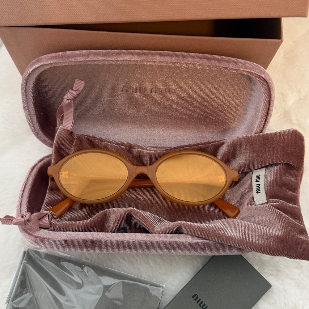 NWT Miu Miu oval orange sunglasses - Picture 8 of 8